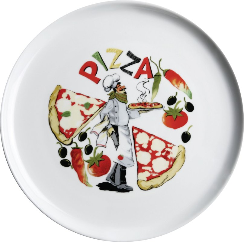 Pizzateller weiß mit Dekor "Pizza" Ø 30 cm (1)