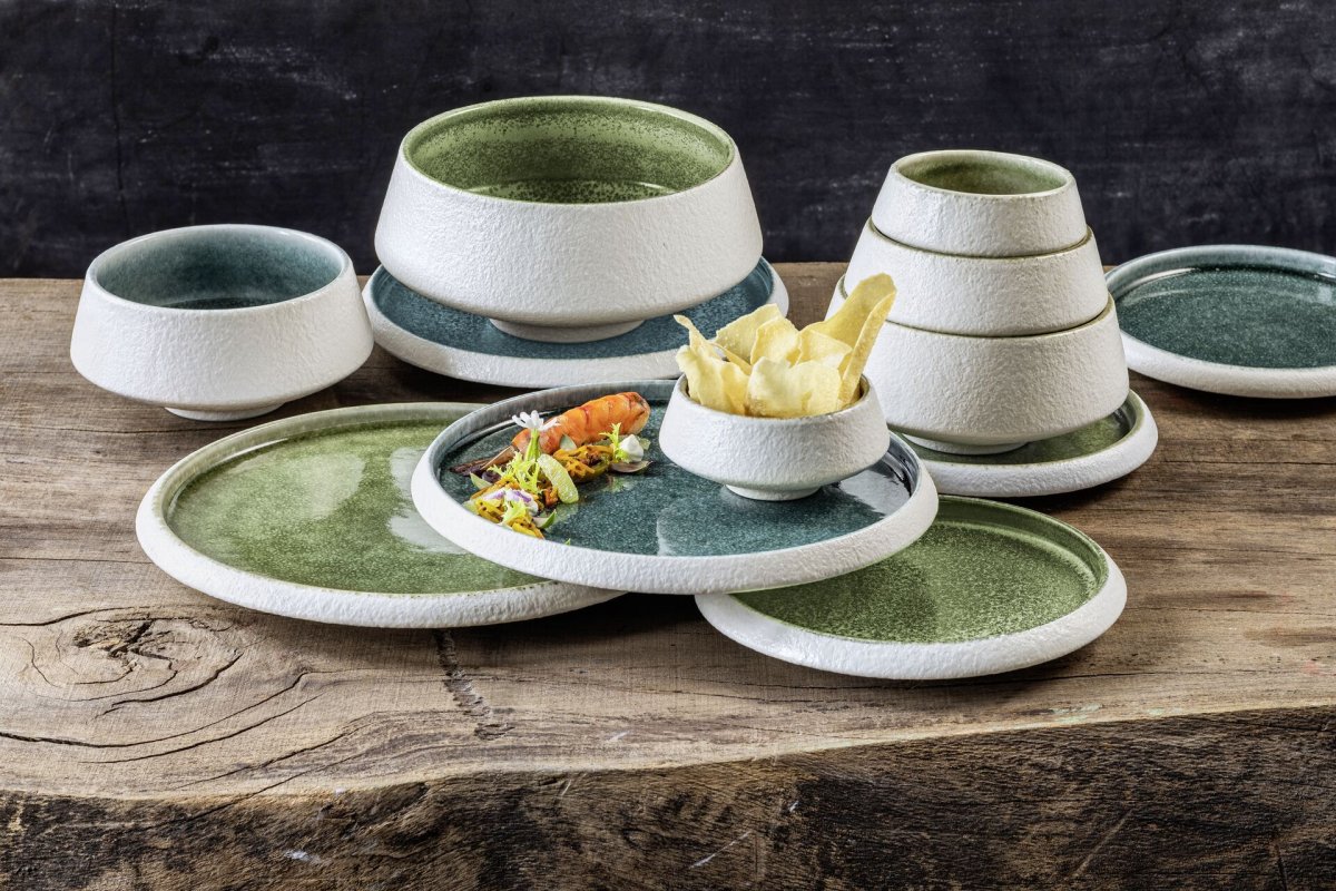 Porzellan Serie "Samoa" grün Teller flach Ø19cm (4)