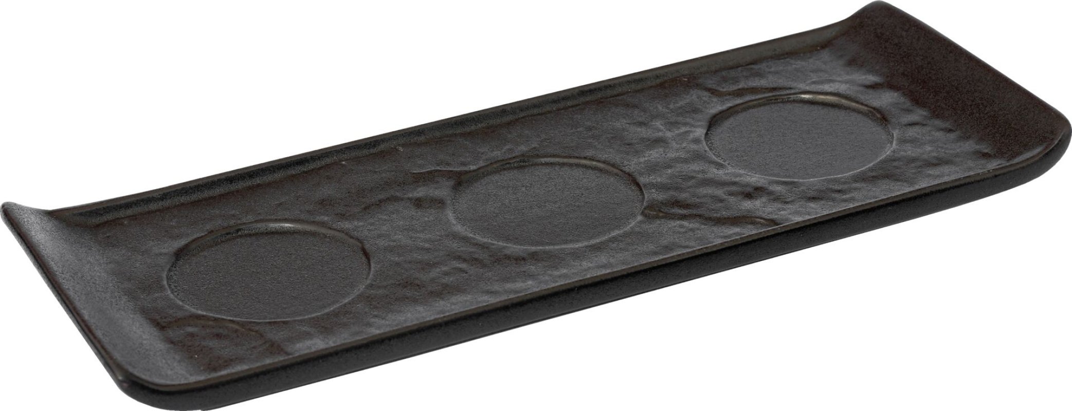 Porzellanserie "Schieferlook" Platte mit 3 Aussparungen 25,8x9,9cm (2)