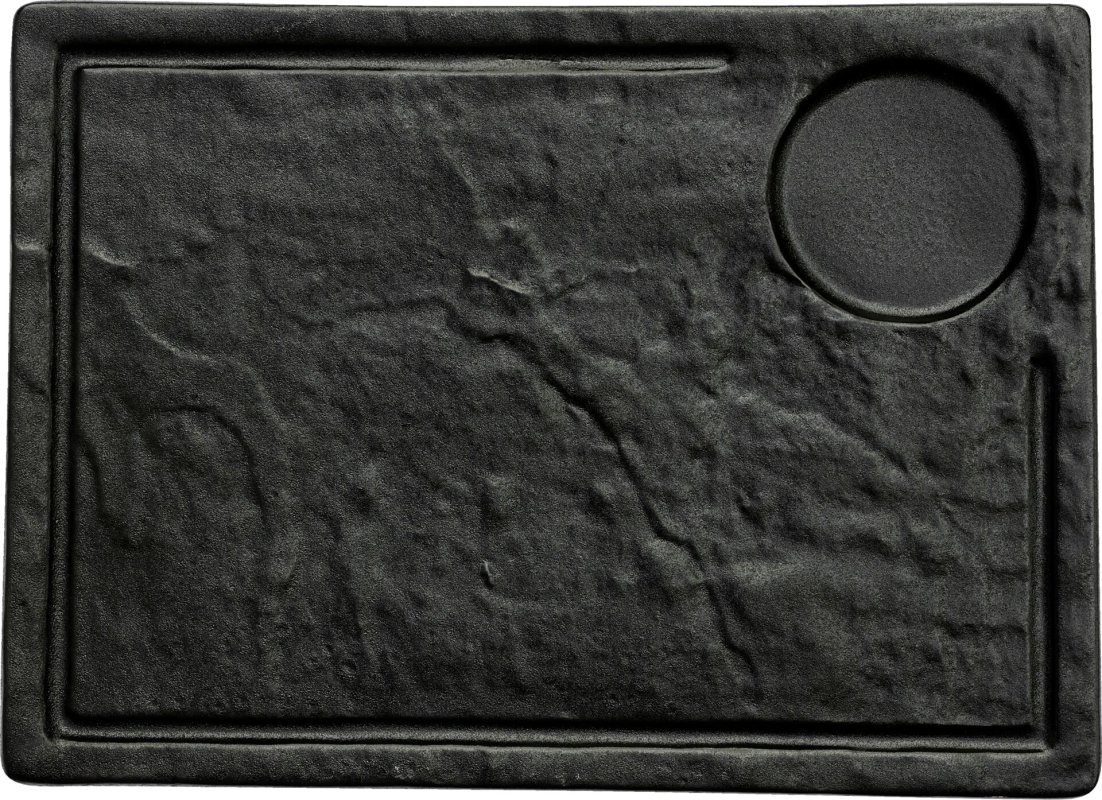 Porzellanserie "Schieferlook" Platte inkl. Saftrille 33,4x24cm (1)