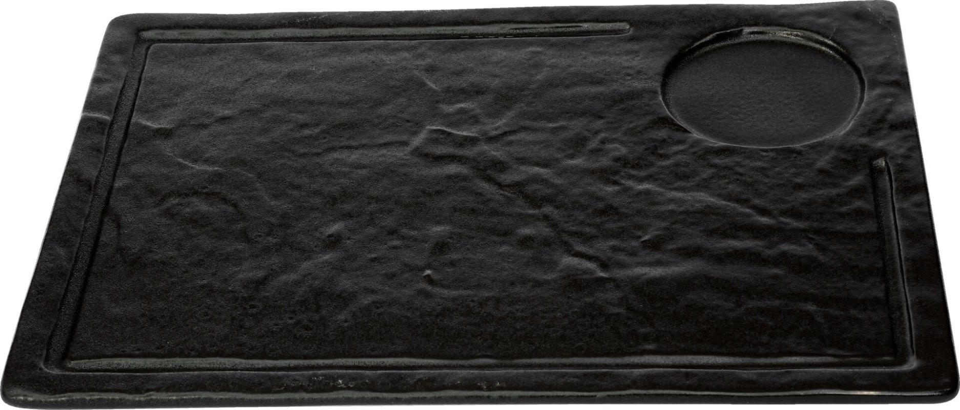 Porzellanserie "Schieferlook" Platte inkl. Saftrille 33,4x24cm (2)